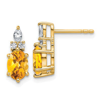 Load image into Gallery viewer, 14K Polished Diamond and Citrine Twisted Post Earrings
