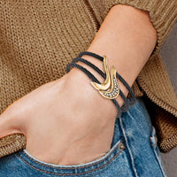 Load image into Gallery viewer, Edward Mirell Black Ti &amp; Bronze White Sapphire Cable Flex Cuff Bangle

