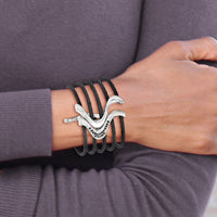 Load image into Gallery viewer, Edward Mirell Black Ti &amp; Sterling Silver Black Spinel Cable Flex Cuff Bangl
