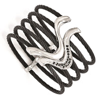 Load image into Gallery viewer, Edward Mirell Black Ti &amp; Sterling Silver Black Spinel Cable Flex Cuff Bangl

