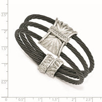 Load image into Gallery viewer, Edward Mirell Titanium Sterling Silver Wht Sapphire Cable Cuff Bangle
