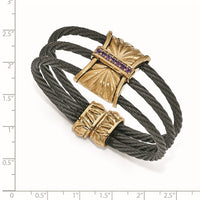 Load image into Gallery viewer, Edward Mirell Titanium &amp; Bronze Amethyst Cable Cuff Bangle

