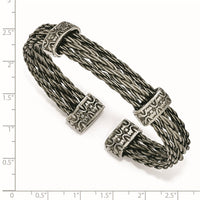 Load image into Gallery viewer, Edward Mirell Titanium Brushed Cablew/ Cast Titanium Accent Cuff Bracelet
