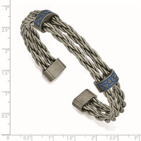 Load image into Gallery viewer, Edward Mirell Titanium Brushed w/ Blue Anodized Stations Cuff Bracelet
