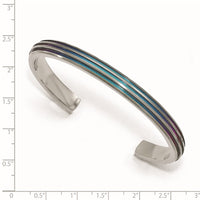 Load image into Gallery viewer, Edward Mirell Titanium Triple Groove Multi-color Anodized Cuff Bracelet
