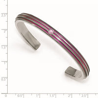 Load image into Gallery viewer, Edward Mirell Titanium Grooved Pink Anodized Pnk Sapphire Cuff Bracelet
