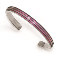 Load image into Gallery viewer, Edward Mirell Titanium Grooved Pink Anodized Pnk Sapphire Cuff Bracelet
