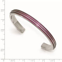 Load image into Gallery viewer, Edward Mirell Titanium Triple Groove Pink Anodized Cuff Bracelet
