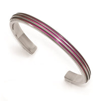 Load image into Gallery viewer, Edward Mirell Titanium Triple Groove Pink Anodized Cuff Bracelet

