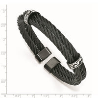 Load image into Gallery viewer, Edward Mirell Black Ti &amp; Sterling Silver Thorn Double Cable Cuff Bracelet
