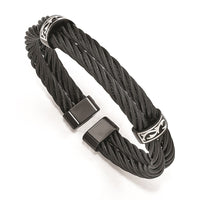 Load image into Gallery viewer, Edward Mirell Black Ti &amp; Sterling Silver Thorn Double Cable Cuff Bracelet
