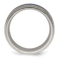 Load image into Gallery viewer, Edward Mirell Titanium with Blue Anodized Grooves 8mm Band
