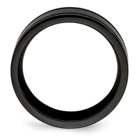 Load image into Gallery viewer, Edward Mirell Titanium Black Ti with Blue Anodized Grooves Flat 8mm Band
