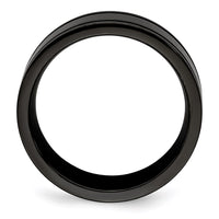 Load image into Gallery viewer, Edward Mirell Titanium Black Ti with Blue Anodized Grooves Flat 8mm Band
