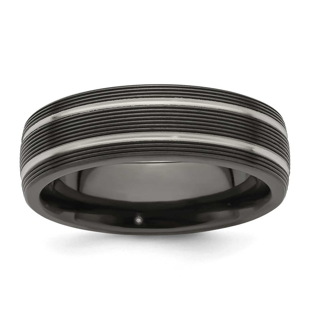 Edward Mirell Titanium Black Ti Textured Lines 7mm Band
