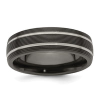 Load image into Gallery viewer, Edward Mirell Titanium Black Ti Textured Lines 7mm Band
