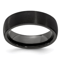 Load image into Gallery viewer, Edward Mirell Titanium Black Ti Domed Textured Lines 6mm Band
