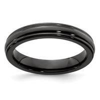 Load image into Gallery viewer, Edward Mirell Titanium Black Ti Triple Domed Grooved Edges 4mm Band
