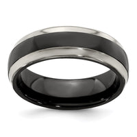 Load image into Gallery viewer, Edward Mirell Titanium Black Ti Polished Domed with Cut Edges 7mm Band
