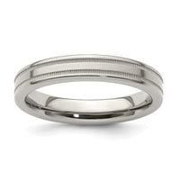 Load image into Gallery viewer, Edward Mirell Titanium Brushed/Polished Flat Milgrain 4mm Band Size 10
