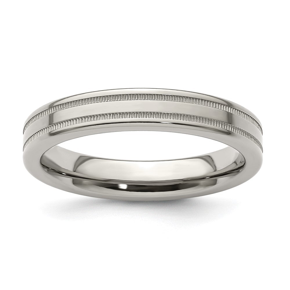 Edward Mirell Titanium Brushed/Polished Flat Milgrain 4mm Band Size 10.5