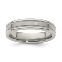 Load image into Gallery viewer, Edward Mirell Titanium Brushed/Polished Flat Milgrain 5mm Band Size 7

