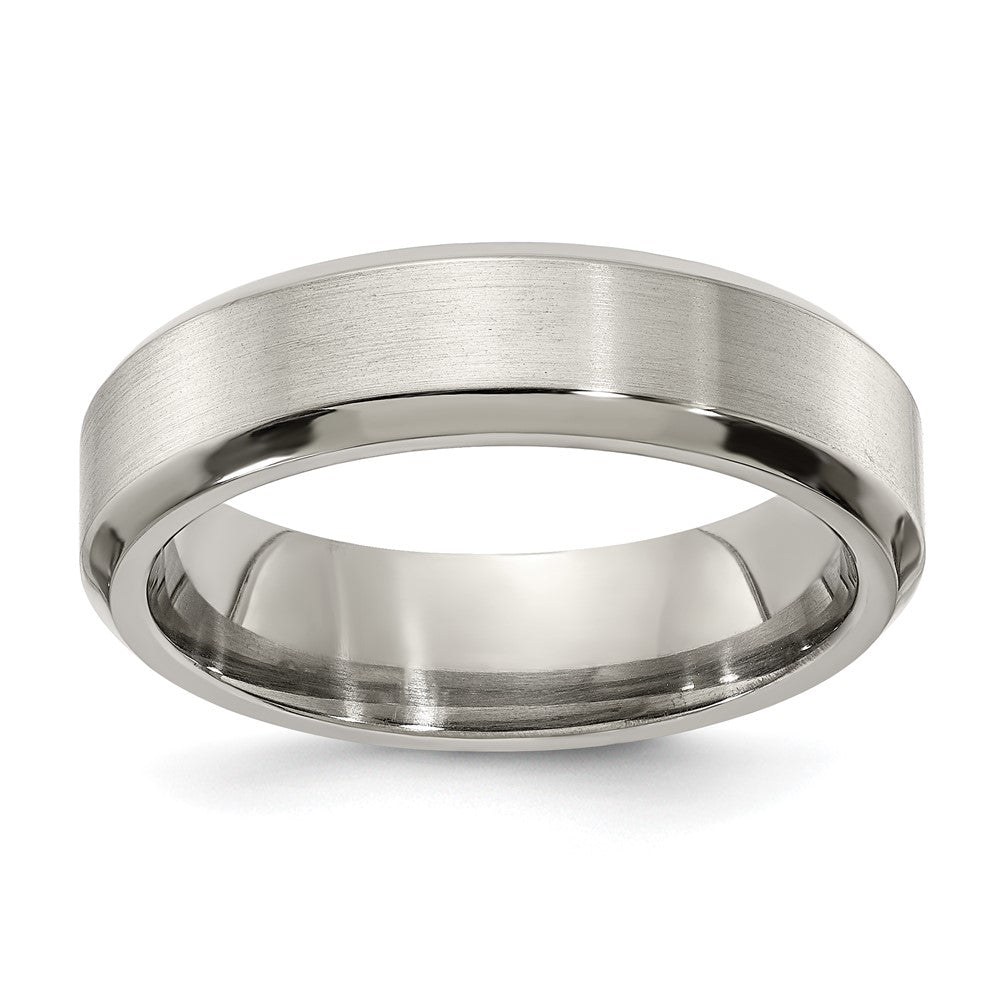 Edward Mirell Titanium Brushed/Polished Beveled Edge 6mm Band Size 12