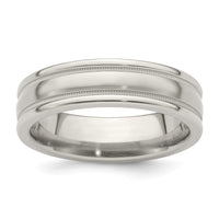Load image into Gallery viewer, Edward Mirell Titanium Brushed/Polished Tri Dome Milgrain 6mm Band Size 7
