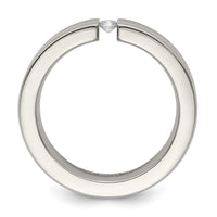 Load image into Gallery viewer, Edward Mirell Titanium Tension-set 1/10 carat Diamond Brushed/Polished Grooved 6mm Flat Band
