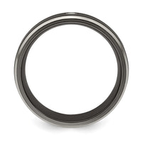 Load image into Gallery viewer, Edward Mirell Black Ti with Grey Titanium Edge .03 carat Diamond with Sterling Silver Bezel 7mm Band
