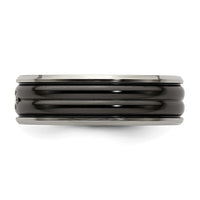 Load image into Gallery viewer, Edward Mirell Black Ti with Grey Titanium Edge .03 carat Diamond with Sterling Silver Bezel 7mm Band
