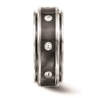 Load image into Gallery viewer, Edward Mirell Black Ti and Titanium Polished White Sapphire with Sterling Silver Bezels 9mm Band
