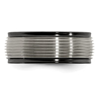 Load image into Gallery viewer, Edward Mirell Black Ti and Titanium Polished Grooved Step Edge 9mm Band
