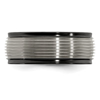 Load image into Gallery viewer, Edward Mirell Black Ti and Titanium Polished Grooved Step Edge 9mm Band
