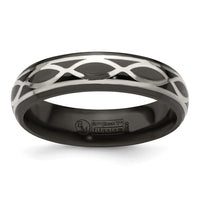 Load image into Gallery viewer, Edward Mirell Black Ti and Argentium Sterling Silver Brushed/Polished Infinity Design 6mm Domed Band
