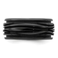 Load image into Gallery viewer, Edward Mirell Black Ti Polished Grooved Waves 10mm Band
