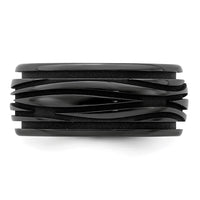 Load image into Gallery viewer, Edward Mirell Black Ti Polished Grooved Waves 10mm Band
