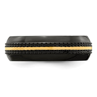 Load image into Gallery viewer, Edward Mirell Black Ti with 14K Gold Stripe Patterned 7mm Band
