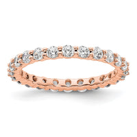 Load image into Gallery viewer, 14k Rose Gold Polished Size 5.5 Shared Prong 1 carat Diamond Complete Eternity Band
