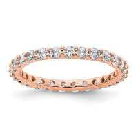 Load image into Gallery viewer, 14k Rose Gold Polished Size 6.5 Shared Prong 1 carat Diamond Complete Eternity Band
