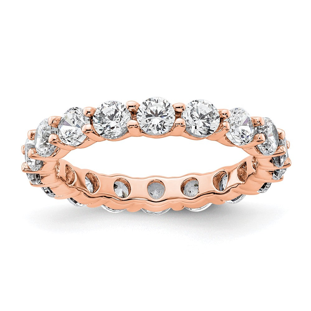 14k Rose Gold Polished Size 4.5 Shared Prong 2 carat Diamond Complete Eternity Band