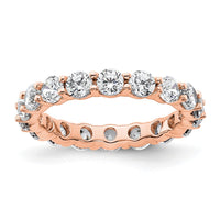 Load image into Gallery viewer, 14k Rose Gold Polished Size 4 Shared Prong 2 carat Diamond Complete Eternity Band
