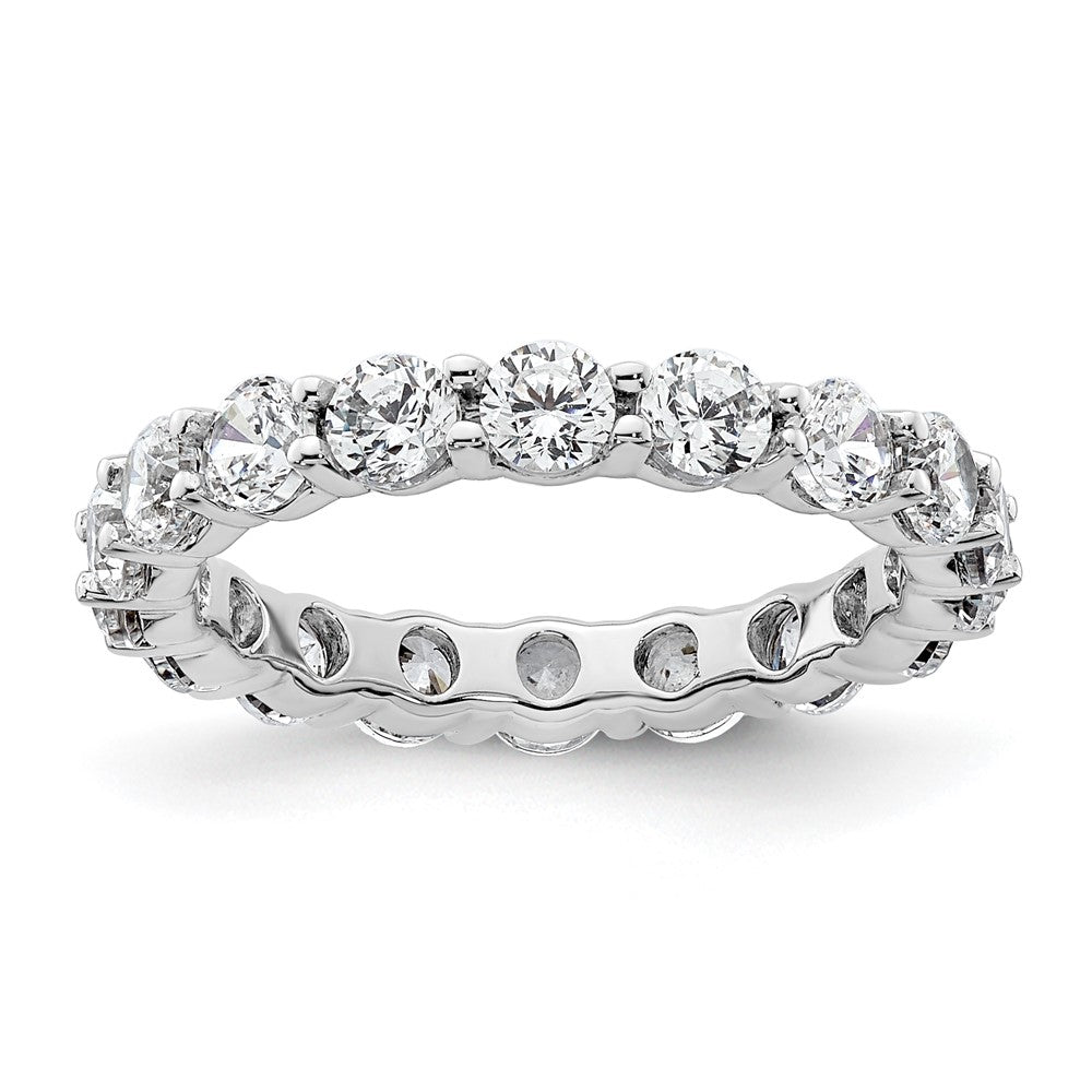 14k White Gold Polished Size 4.5 Shared Prong 2 carat Diamond Complete Eternity Band