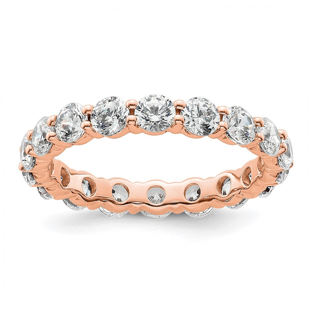 14k Rose Gold Polished Size 5.5 Shared Prong 2 carat Diamond Complete Eternity Band
