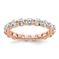 Load image into Gallery viewer, 14k Rose Gold Polished Size 5 Shared Prong 2 carat Diamond Complete Eternity Band
