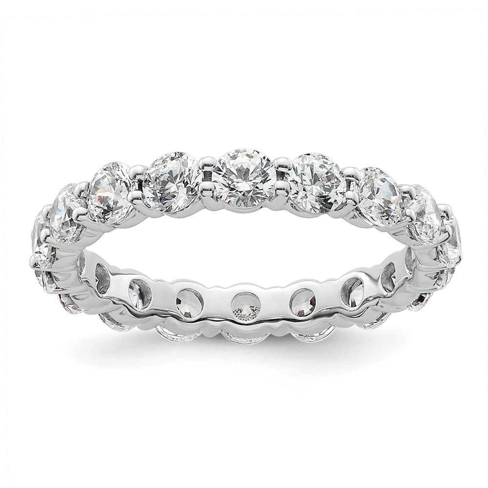 14k White Gold Polished Size 5 Shared Prong 2 carat Diamond Complete Eternity Band