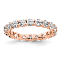 Load image into Gallery viewer, 14k Rose Gold Polished Size 6.5 Shared Prong 2 carat Diamond Complete Eternity Band
