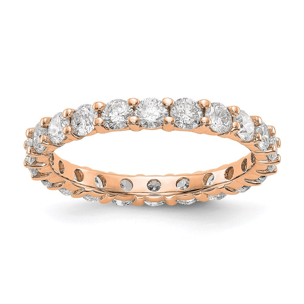 14k Rose Gold Polished Size 7.5 Shared Prong 2 carat Diamond Complete Eternity Band