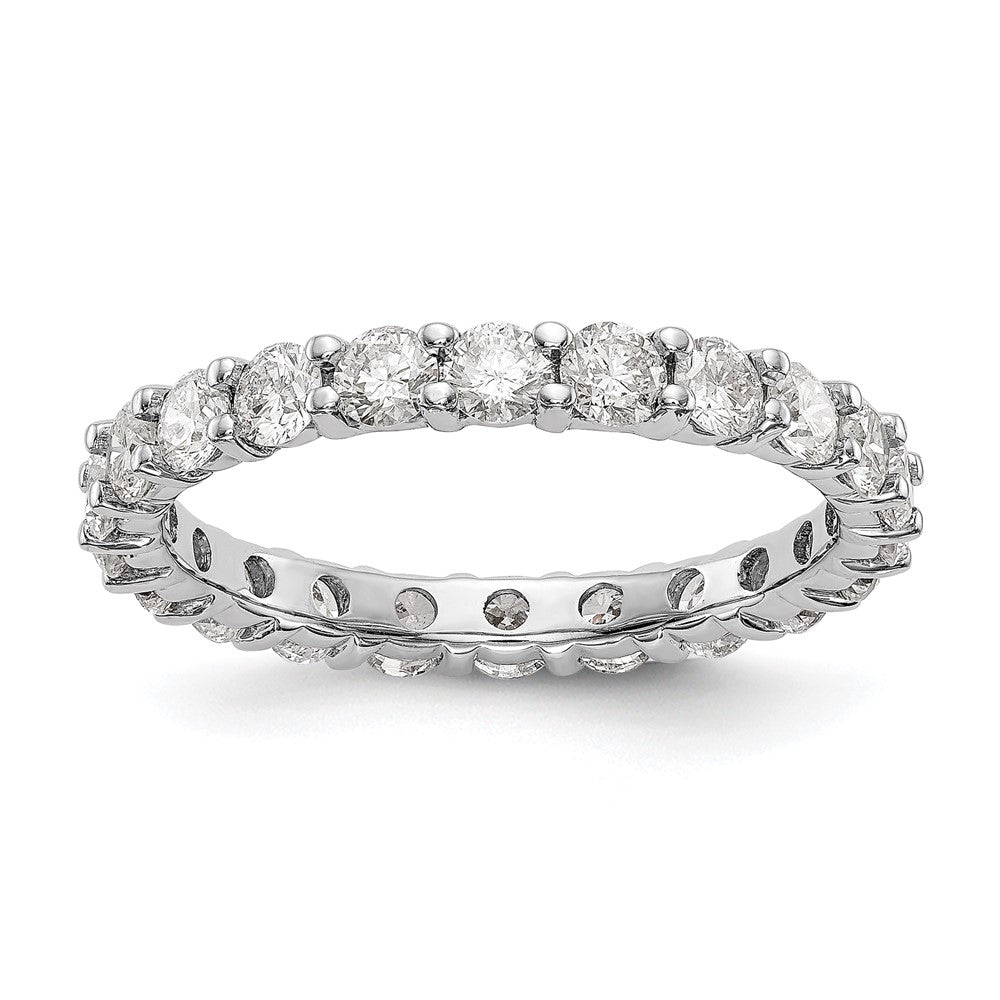 14k White Gold Polished Size 7.5 Shared Prong 2 carat Diamond Complete Eternity Band