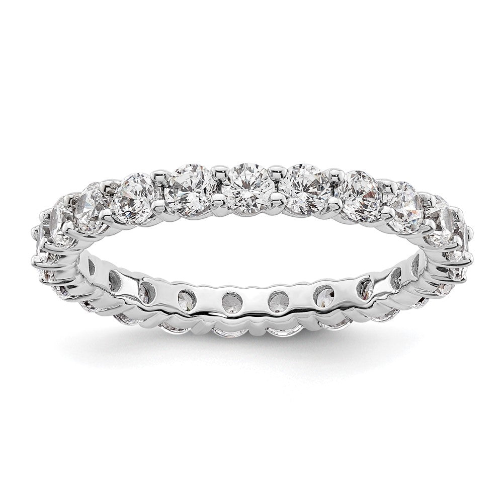 14k White Gold Polished Size 9 Shared Prong 2 carat Diamond Complete Eternity Band
